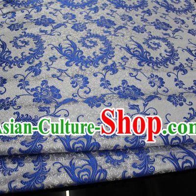Chinese Traditional Ancient Costume Palace Ombre Flowers Pattern Xiuhe Suit White Brocade Cheongsam Satin Fabric Hanfu Material