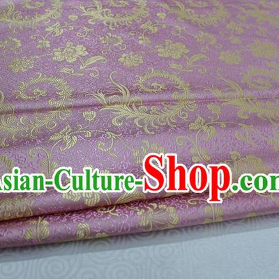 Chinese Traditional Ancient Costume Palace Ombre Flowers Pattern Xiuhe Suit Pink Brocade Cheongsam Satin Fabric Hanfu Material