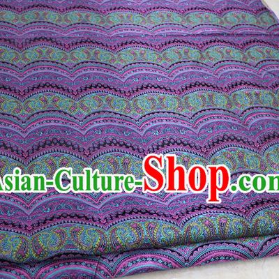 Chinese Traditional Ancient Costume Palace Pattern Mongolian Robe Purple Brocade Cheongsam Satin Fabric Hanfu Material