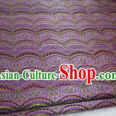 Chinese Traditional Ancient Costume Palace Pattern Mongolian Robe Deep Purple Brocade Cheongsam Satin Fabric Hanfu Material