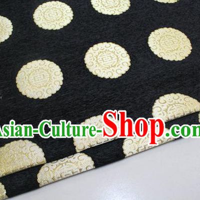 Chinese Traditional Ancient Costume Palace Pattern Black Brocade Mongolian Robe Satin Fabric Hanfu Material