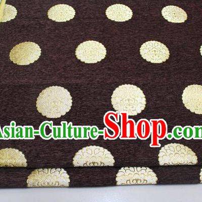 Chinese Traditional Ancient Costume Palace Pattern Brown Brocade Mongolian Robe Satin Fabric Hanfu Material