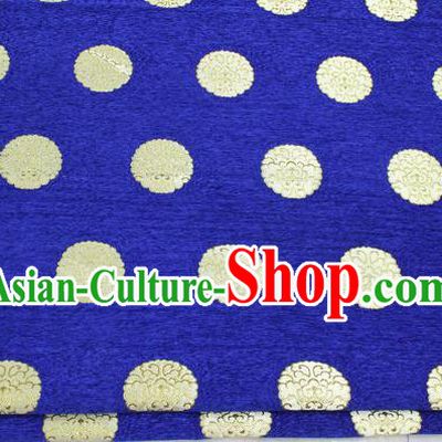 Chinese Traditional Ancient Costume Palace Pattern Deep Blue Brocade Mongolian Robe Satin Fabric Hanfu Material