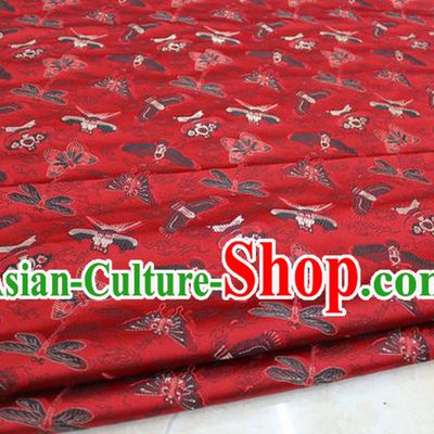 Chinese Traditional Ancient Costume Palace Kite Pattern Cheongsam Red Brocade Xiuhe Suit Satin Fabric Hanfu Material