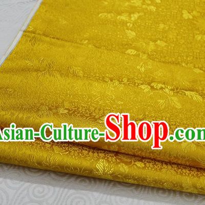 Chinese Traditional Ancient Costume Palace Chrysanthemum Pattern Cheongsam Yellow Brocade Xiuhe Suit Satin Fabric Hanfu Material