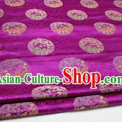 Chinese Traditional Ancient Costume Palace Round Dragon Pattern Cheongsam Rosy Brocade Xiuhe Suit Satin Fabric Hanfu Material
