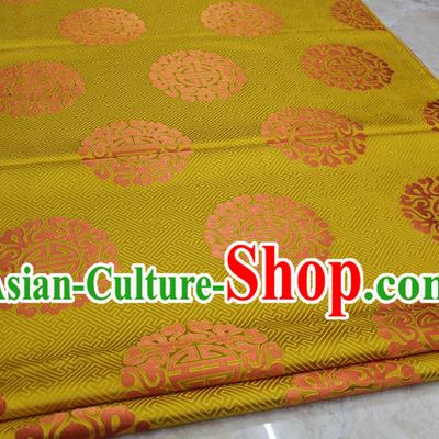 Chinese Traditional Ancient Costume Palace Pattern Cheongsam Mongolian Robe Yellow Brocade Tang Suit Satin Fabric Hanfu Material