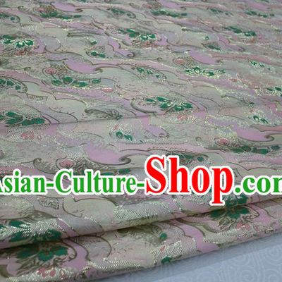 Chinese Traditional Ancient Costume Palace Pattern Kimono Cheongsam Pink Brocade Tang Suit Satin Fabric Hanfu Material