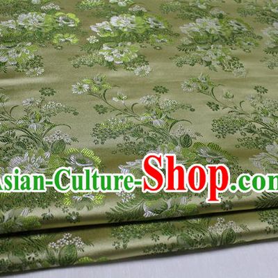 Chinese Traditional Ancient Costume Palace Flowers Pattern Light Green Brocade Tang Suit Satin Cheongsam Fabric Hanfu Material