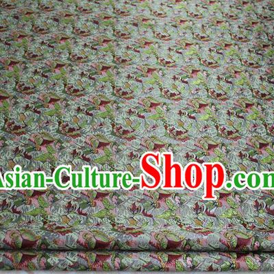 Chinese Traditional Ancient Costume Palace Flowers Pattern Kimono Green Brocade Tang Suit Satin Cheongsam Fabric Hanfu Material