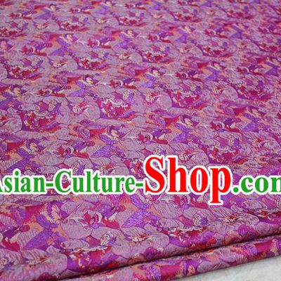 Chinese Traditional Ancient Costume Palace Flowers Pattern Kimono Rosy Brocade Tang Suit Satin Cheongsam Fabric Hanfu Material