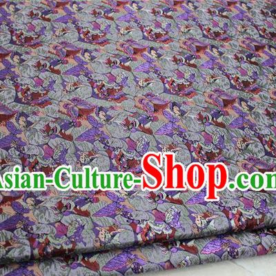 Chinese Traditional Ancient Costume Palace Flowers Pattern Kimono Grey Brocade Tang Suit Satin Cheongsam Fabric Hanfu Material