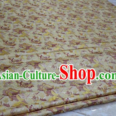 Chinese Traditional Ancient Costume Palace Flowers Pattern Kimono Yellow Brocade Tang Suit Satin Cheongsam Fabric Hanfu Material