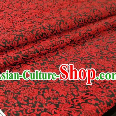 Chinese Traditional Ancient Costume Palace Pattern Cheongsam Black Brocade Tang Suit Satin Mongolian Robe Fabric Hanfu Material
