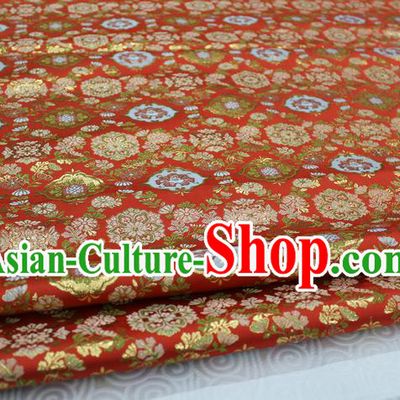 Chinese Traditional Ancient Costume Royal Palace Pattern Cheongsam Red Brocade Tang Suit Satin Mongolian Robe Fabric Hanfu Material