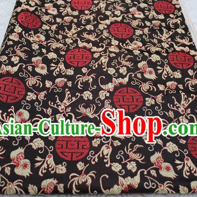 Chinese Traditional Ancient Costume Palace Pomegranate Pattern Cheongsam Black Brocade Tang Suit Satin Fabric Hanfu Material