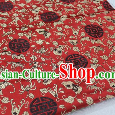Chinese Traditional Ancient Costume Palace Pomegranate Pattern Cheongsam Red Brocade Tang Suit Satin Fabric Hanfu Material