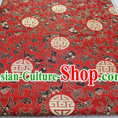 Chinese Traditional Ancient Costume Palace Pomegranate Pattern Cheongsam Red Brocade Tang Suit Satin Fabric Hanfu Material
