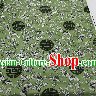 Chinese Traditional Ancient Costume Palace Pomegranate Pattern Cheongsam Green Brocade Tang Suit Satin Fabric Hanfu Material