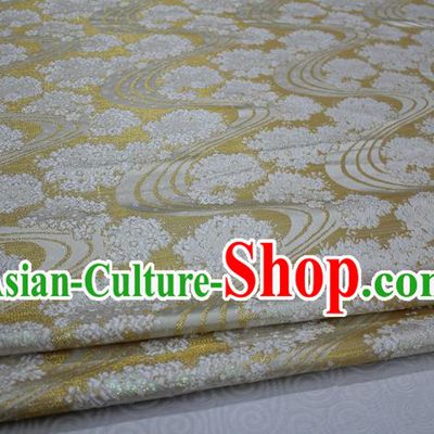 Chinese Traditional Ancient Costume Palace Pattern Mongolian Robe Light Yellow Brocade Tang Suit Satin Fabric Hanfu Material