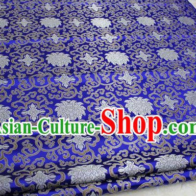 Chinese Traditional Ancient Costume Palace Pattern Mongolian Robe Royalblue Brocade Tang Suit Satin Cheongsam Fabric Hanfu Material