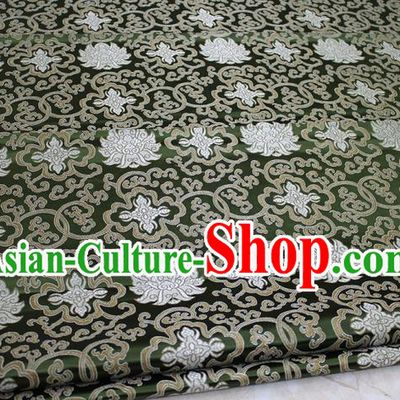 Chinese Traditional Ancient Costume Palace Pattern Mongolian Robe Deep Green Brocade Tang Suit Satin Cheongsam Fabric Hanfu Material