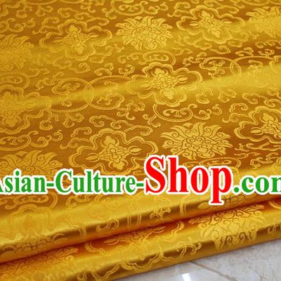 Chinese Traditional Ancient Costume Palace Pattern Mongolian Robe Yellow Brocade Tang Suit Satin Cheongsam Fabric Hanfu Material