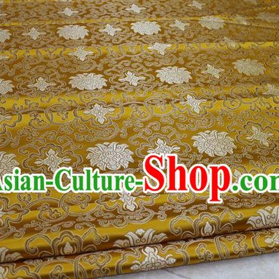 Chinese Traditional Ancient Costume Palace Pattern Mongolian Robe Golden Brocade Tang Suit Satin Cheongsam Fabric Hanfu Material