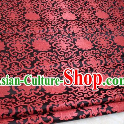 Chinese Traditional Ancient Costume Palace Pattern Mongolian Robe Black Brocade Tang Suit Satin Cheongsam Fabric Hanfu Material