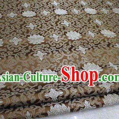 Chinese Traditional Ancient Costume Palace Pattern Mongolian Robe Bronze Brocade Tang Suit Satin Cheongsam Fabric Hanfu Material