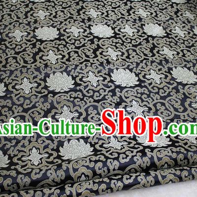Chinese Traditional Ancient Costume Palace Pattern Mongolian Robe Black Brocade Tang Suit Satin Cheongsam Fabric Hanfu Material
