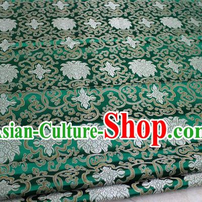 Chinese Traditional Ancient Costume Palace Pattern Mongolian Robe Green Brocade Tang Suit Satin Cheongsam Fabric Hanfu Material