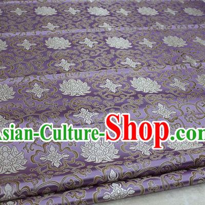Chinese Traditional Ancient Costume Palace Pattern Mongolian Robe Lilac Brocade Tang Suit Satin Cheongsam Fabric Hanfu Material