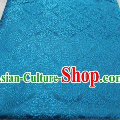 Chinese Traditional Ancient Costume Palace Pattern Cheongsam Blue Brocade Tang Suit Satin Cheongsam Fabric Hanfu Material