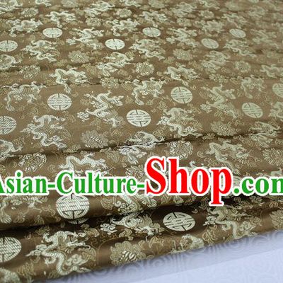 Chinese Traditional Ancient Costume Palace Longevity Dragons Pattern Mongolian Robe Bronze Brocade Tang Suit Satin Fabric Hanfu Material