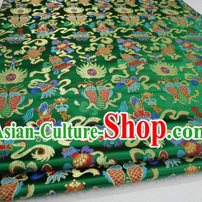 Chinese Traditional Ancient Costume Palace Chinese Knots Pattern Mongolian Robe Green Brocade Tang Suit Satin Cheongsam Fabric Hanfu Material