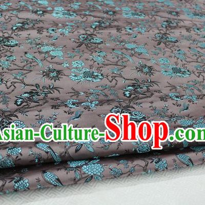 Chinese Traditional Ancient Costume Palace Magpies Plum Flower Pattern Bronze Brocade Tang Suit Satin Cheongsam Fabric Hanfu Material