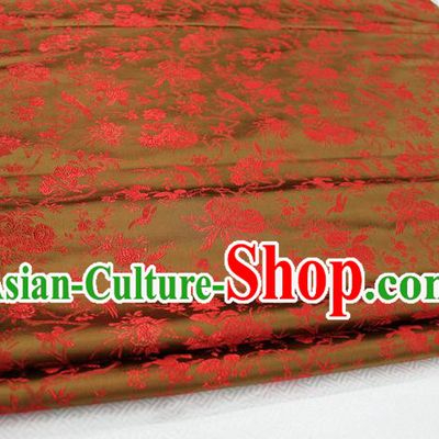 Chinese Traditional Ancient Costume Palace Magpies Plum Flower Pattern Brocade Tang Suit Satin Cheongsam Fabric Hanfu Material