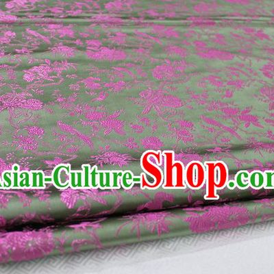Chinese Traditional Ancient Costume Palace Magpies Plum Flower Pattern Light Green Brocade Tang Suit Satin Cheongsam Fabric Hanfu Material