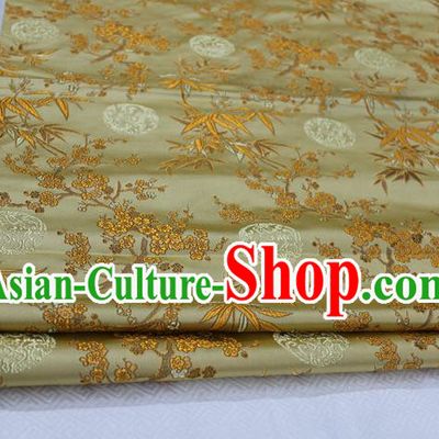 Chinese Traditional Ancient Costume Royal Palace Bamboo Pattern Tang Suit Yellow Brocade Cheongsam Satin Fabric Hanfu Material