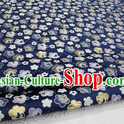 Chinese Traditional Ancient Costume Royal Palace Flowers Pattern Tang Suit Navy Brocade Cheongsam Satin Fabric Hanfu Material