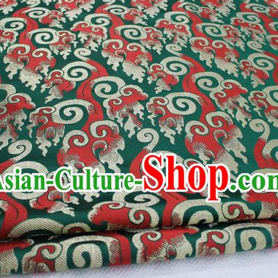 Chinese Traditional Ancient Costume Royal Palace Pattern Tang Suit Green Brocade Cheongsam Satin Fabric Hanfu Material