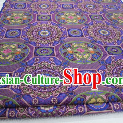 Chinese Traditional Ancient Costume Royal Palace Pattern Mongolian Robe Tang Suit Purple Brocade Satin Fabric Hanfu Material