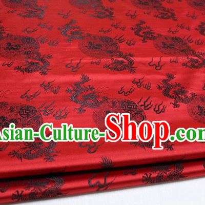 Chinese Traditional Ancient Costume Royal Palace Fire Dragon Pattern Tang Suit Mongolian Robe Red Brocade Satin Fabric Hanfu Material