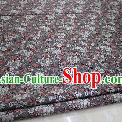 Chinese Traditional Ancient Costume Royal Palace Flowers Pattern Tang Suit Mongolian Robe Grey Brocade Satin Fabric Hanfu Material