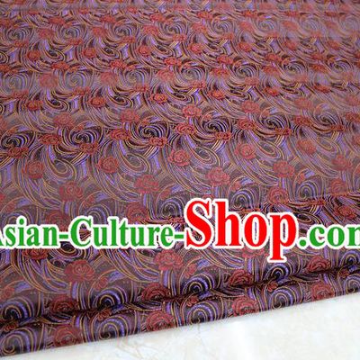 Chinese Traditional Ancient Costume Royal Palace Flowers Pattern Tang Suit Mongolian Robe Purple Brocade Satin Fabric Hanfu Material