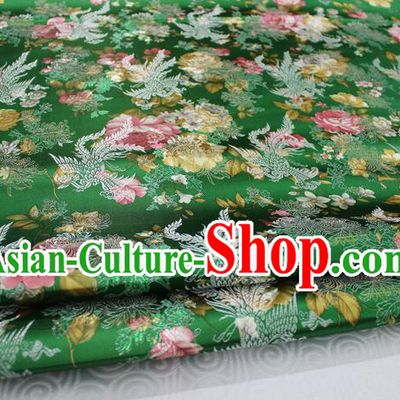 Chinese Traditional Ancient Costume Royal Phoenix Pattern Tang Suit Wedding Dress Green Brocade Cheongsam Satin Fabric Hanfu Material