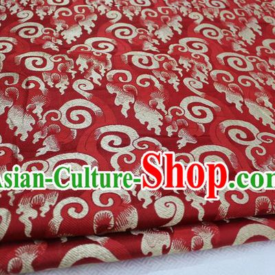Chinese Traditional Ancient Costume Royal Palace Pattern Tang Suit Red Brocade Cheongsam Satin Fabric Hanfu Material