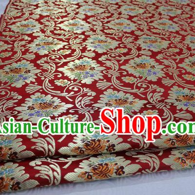 Chinese Traditional Ancient Costume Royal Pattern Tang Suit Wedding Dress Red Brocade Cheongsam Satin Fabric Hanfu Material