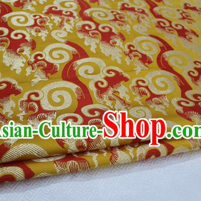 Chinese Traditional Ancient Costume Royal Palace Pattern Tang Suit Yellow Brocade Cheongsam Satin Fabric Hanfu Material